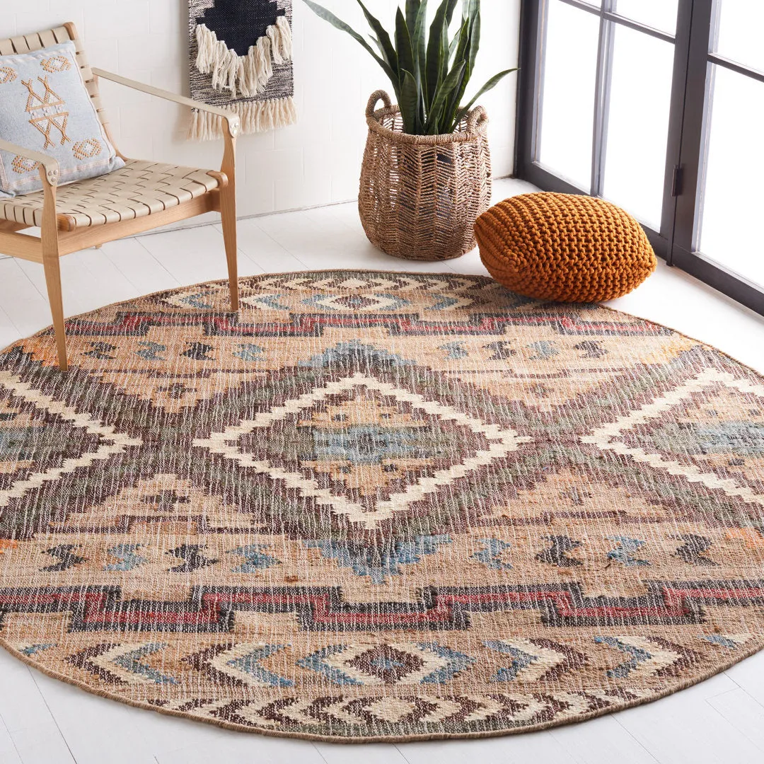 Glynda Southwestern Handmade Flatweave Jute Tan Area Rug The Twillery Co.® Rug Size: Round 3'