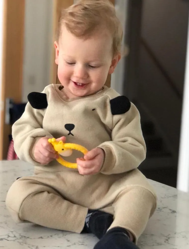 Green Giraffe Teether - Silicone Giraffe Ring Baby Teether Toy -  0 to 24 Months