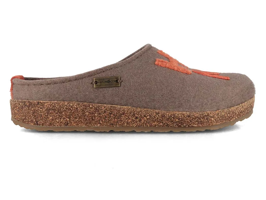 HAFLINGER Women Felt Slippers 'Grizzly Home', truffle