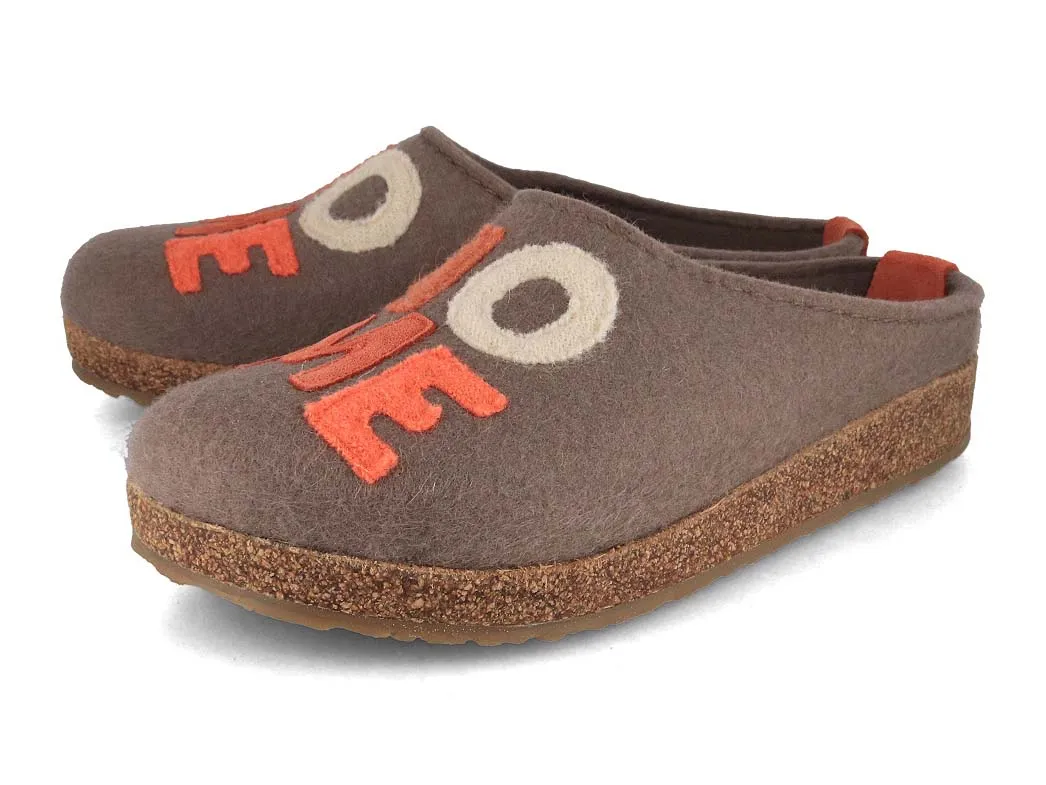 HAFLINGER Women Felt Slippers 'Grizzly Home', truffle
