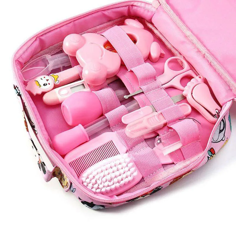 Health Care Portable Grooming Kit Safety Cutter Nail Care Set with Thermometer - Blue, Pink