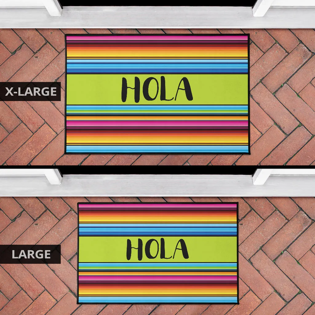 Hola Doormat With Colorful Serape Mexican Style Pattern