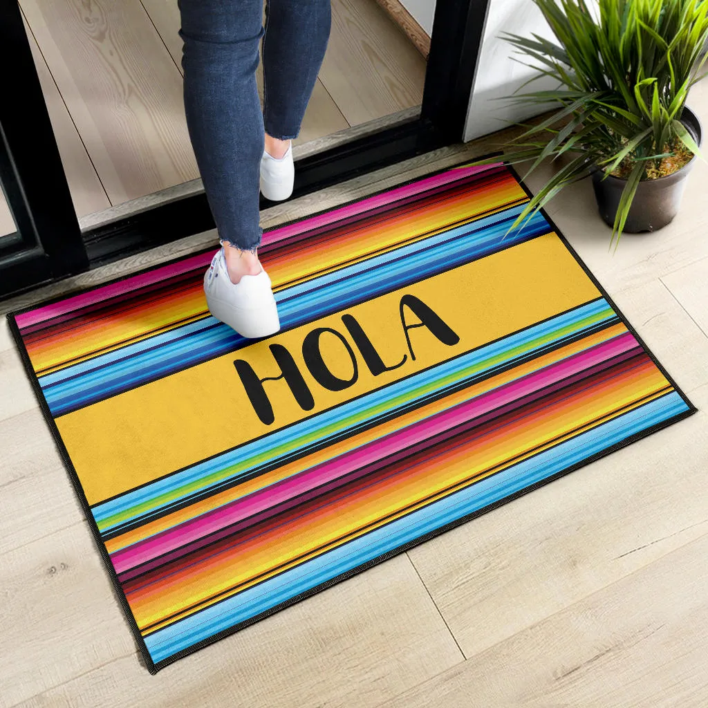 Hola Doormat With Colorful Serape Mexican Style Pattern