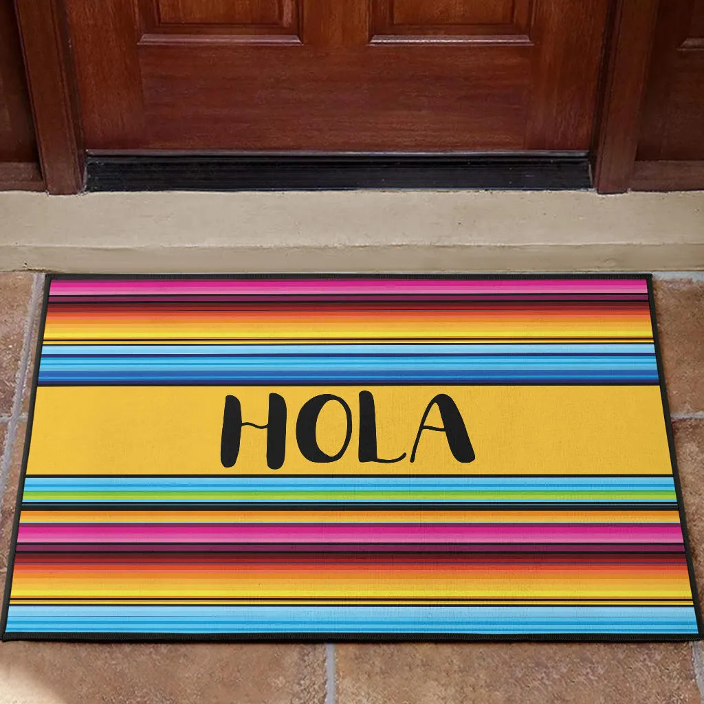 Hola Doormat With Colorful Serape Mexican Style Pattern