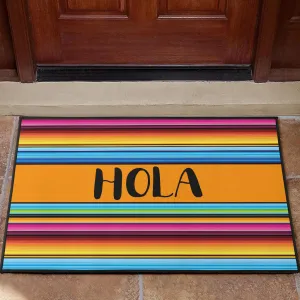 Hola Doormat With Colorful Serape Mexican Style Pattern