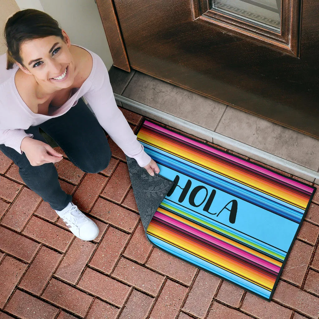 Hola Doormat With Colorful Serape Mexican Style Pattern