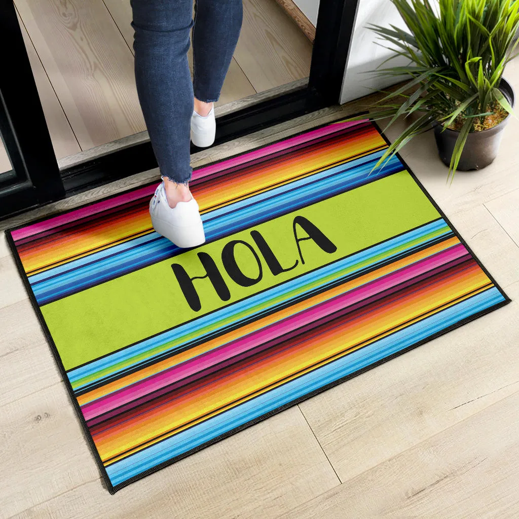 Hola Doormat With Colorful Serape Mexican Style Pattern