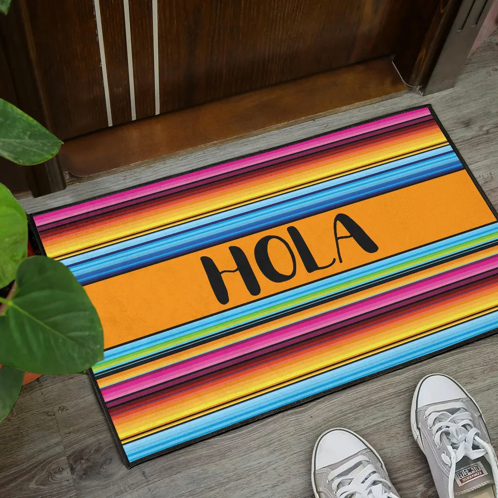 Hola Doormat With Colorful Serape Mexican Style Pattern