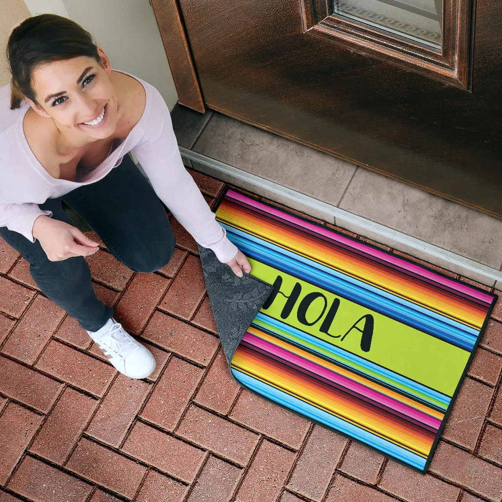Hola Doormat With Colorful Serape Mexican Style Pattern