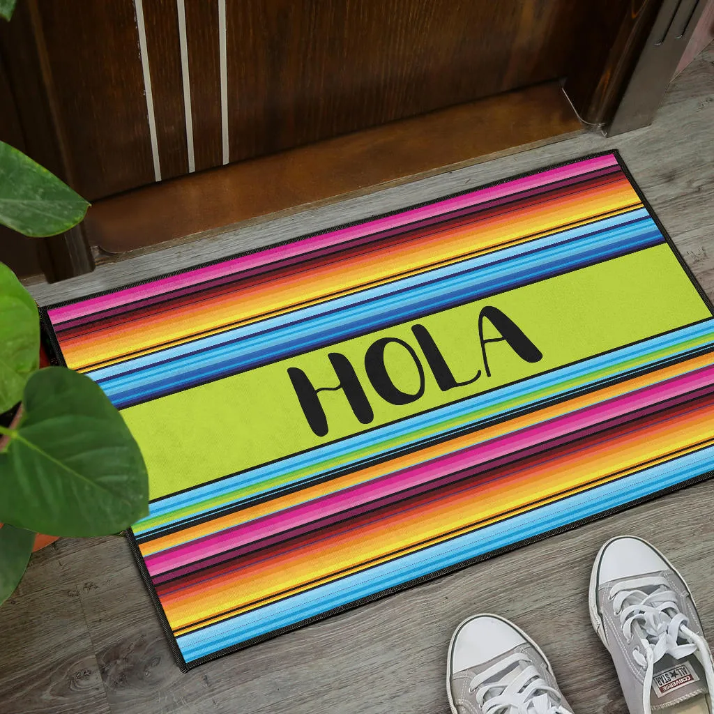Hola Doormat With Colorful Serape Mexican Style Pattern
