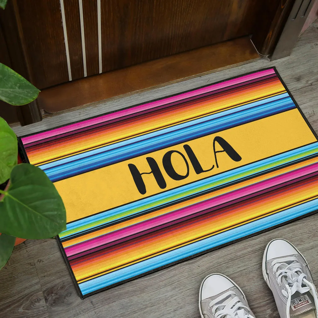 Hola Doormat With Colorful Serape Mexican Style Pattern