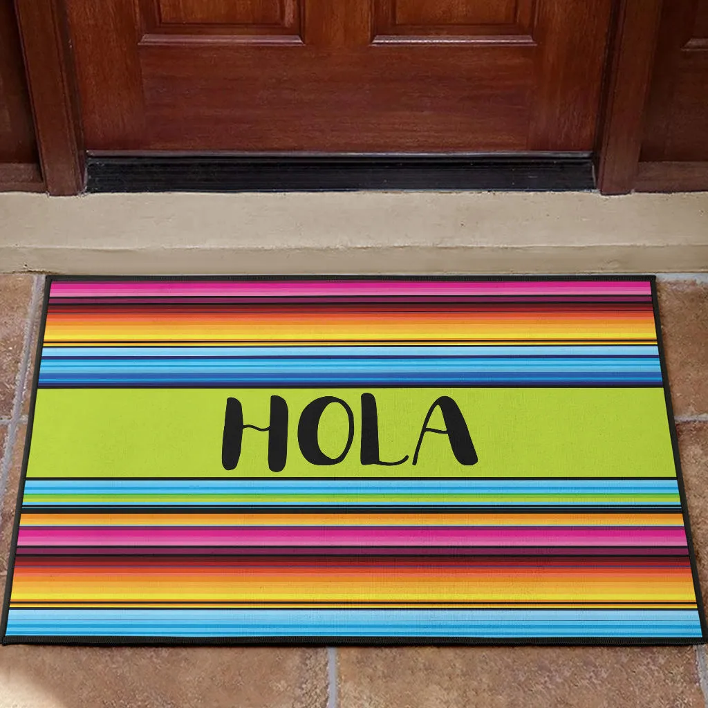 Hola Doormat With Colorful Serape Mexican Style Pattern