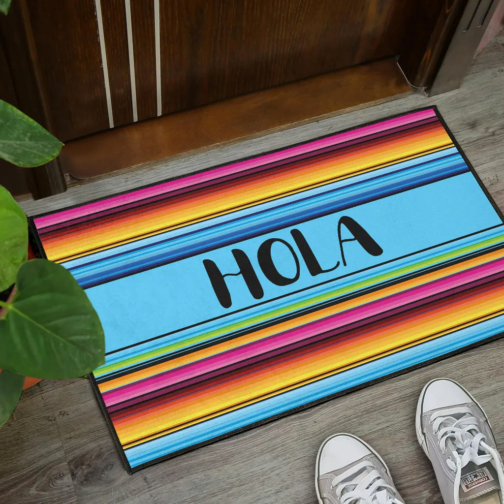 Hola Doormat With Colorful Serape Mexican Style Pattern