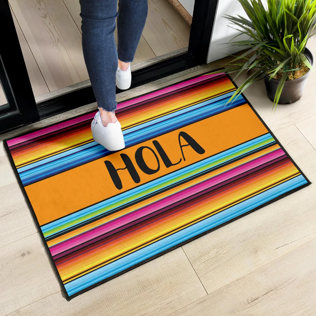 Hola Doormat With Colorful Serape Mexican Style Pattern