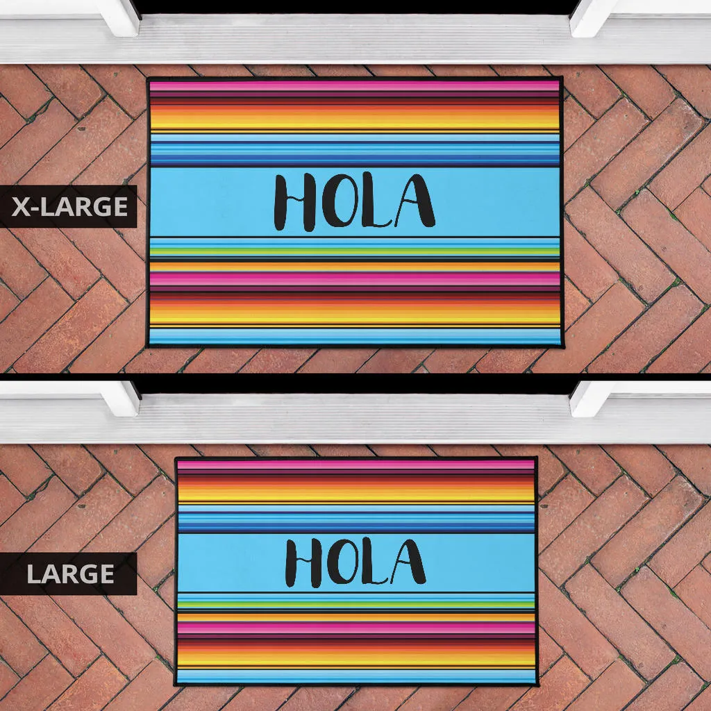 Hola Doormat With Colorful Serape Mexican Style Pattern