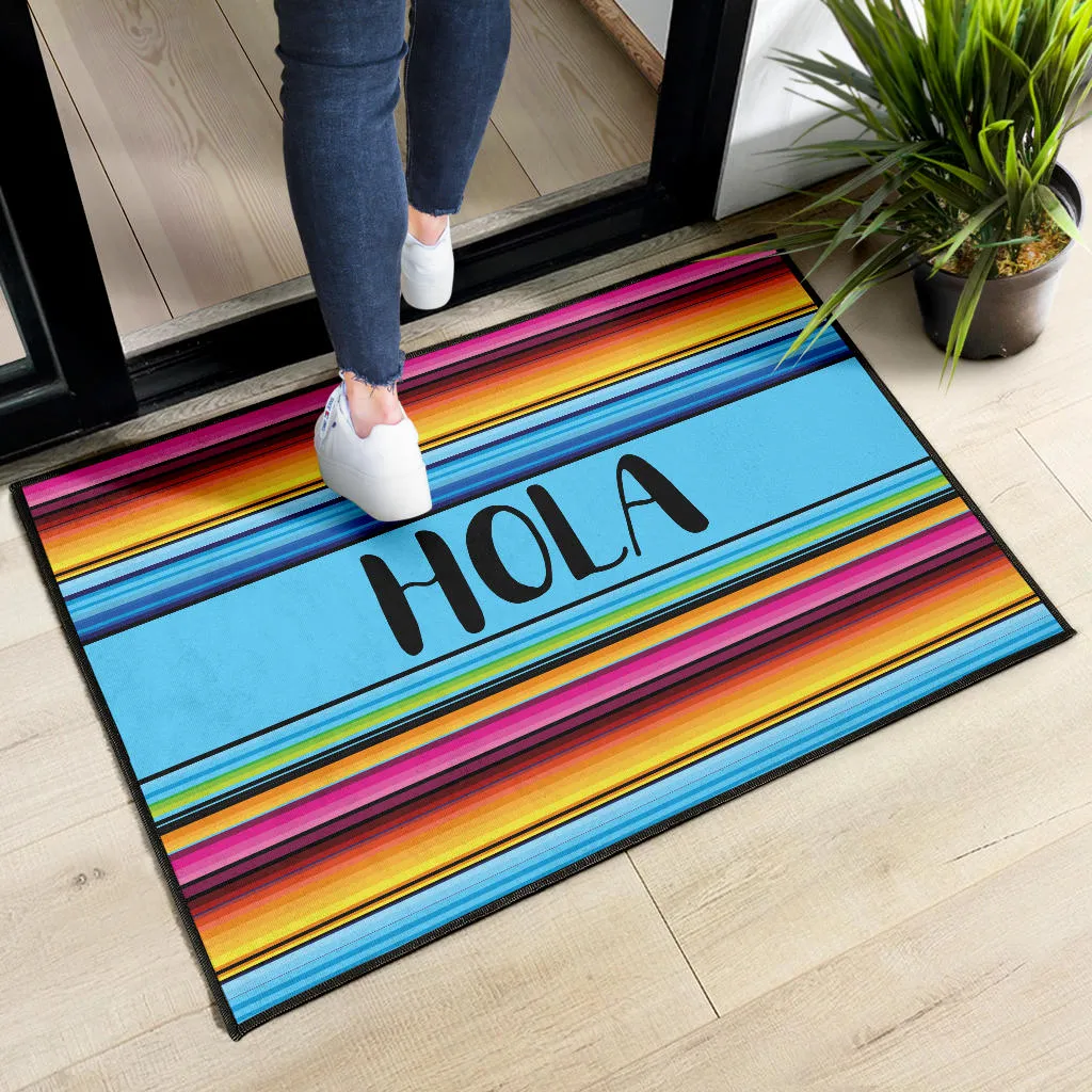 Hola Doormat With Colorful Serape Mexican Style Pattern