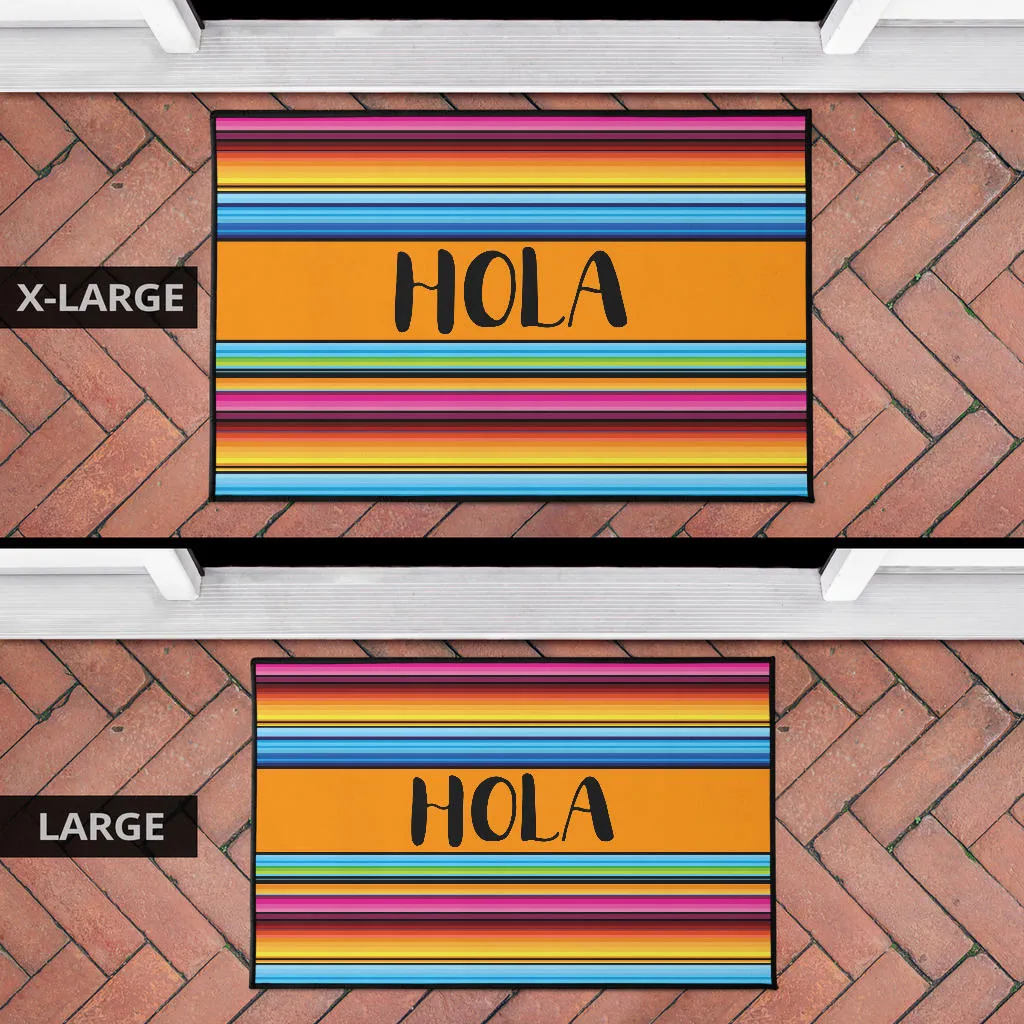 Hola Doormat With Colorful Serape Mexican Style Pattern