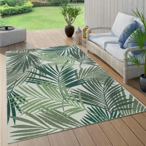 Indoor & Outdoor Rug for Patio Jungle Floral Palm Trees Design Green, Size: 2'8" x 4'11"