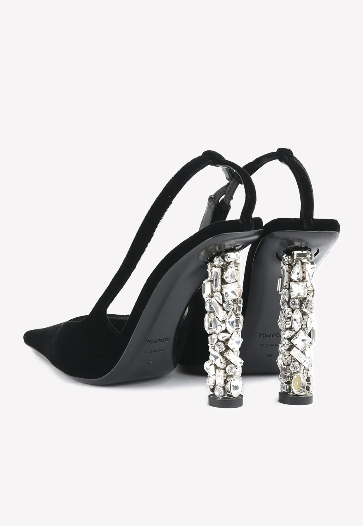 Jewel Heel 105 Slingback Velvet Pumps