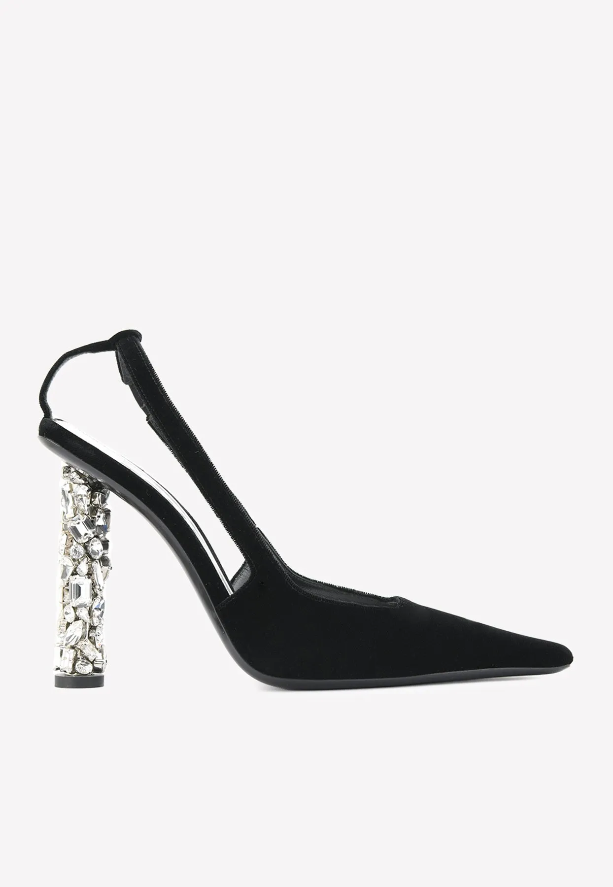 Jewel Heel 105 Slingback Velvet Pumps