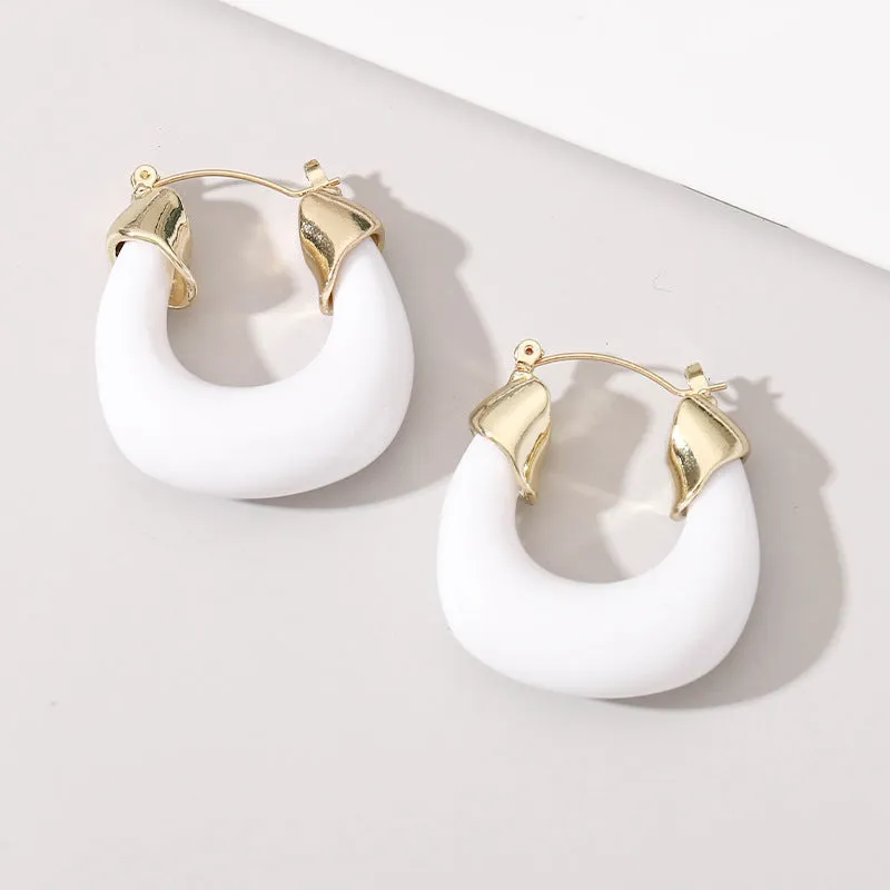 Just Lil Things  White Hoop Earrings jlt11289