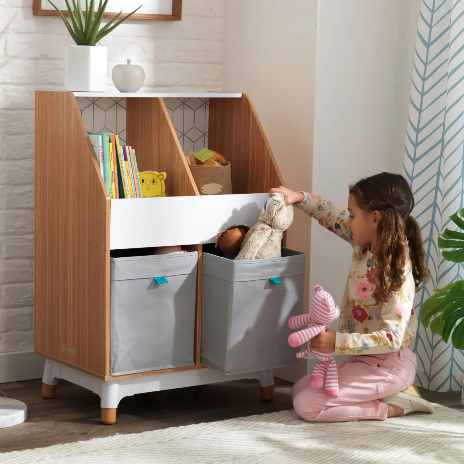 KidKraft Mid-Century Kid Bin Storage Unit