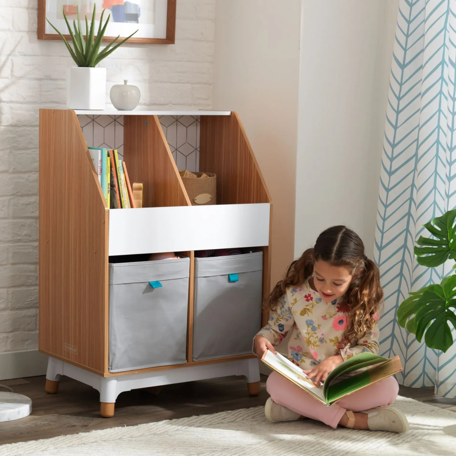 KidKraft Mid-Century Kid Bin Storage Unit