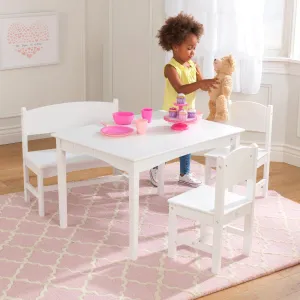 KidKraft Nantucket Table with Bench and 2 Chairs - White