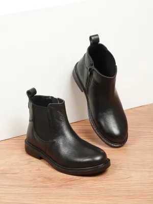 Kids’ Black Leather Chelsea Boots