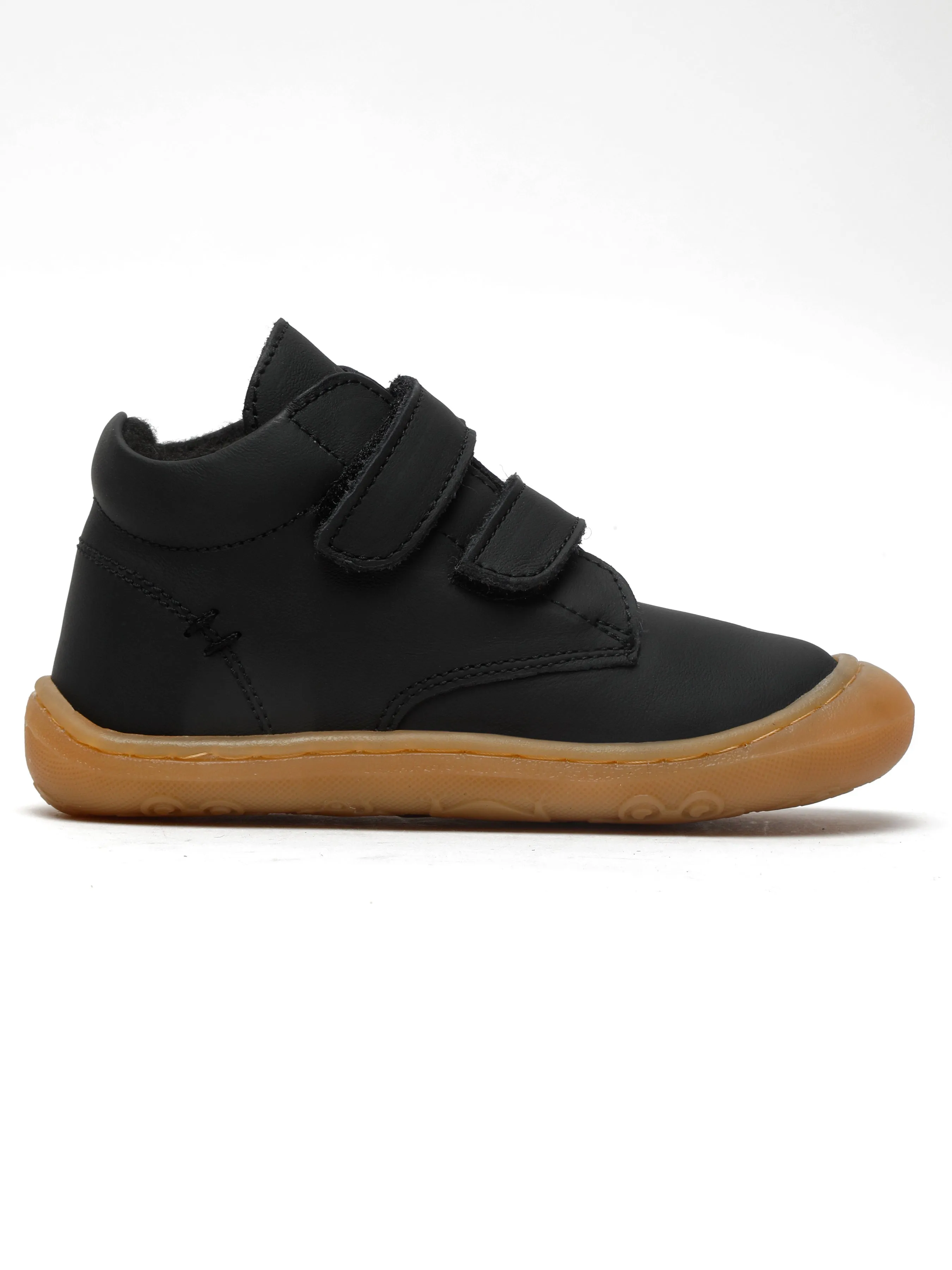 Kid's Black Leather With Velcro Closure Comfort Insole Sneakers