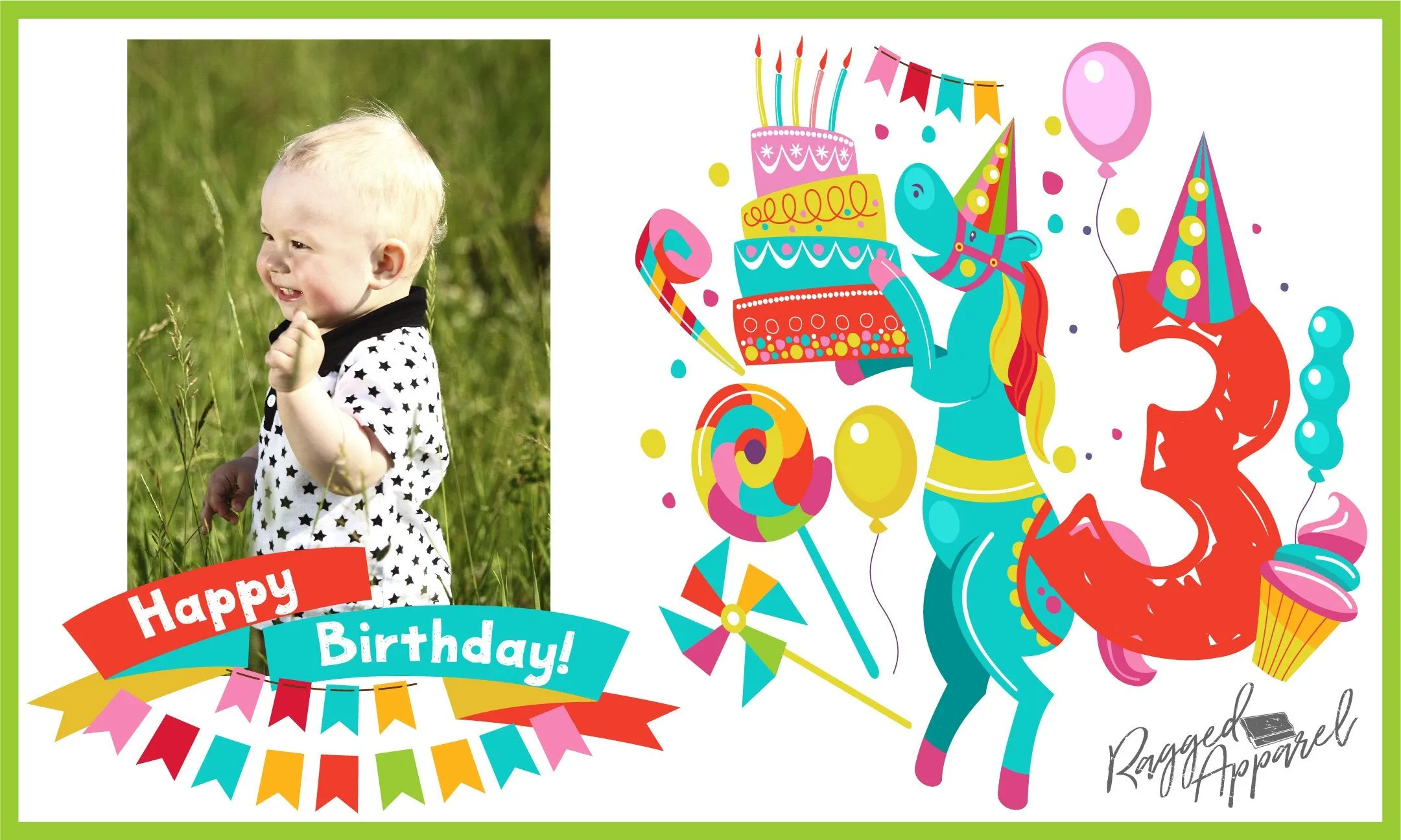 Kids Photo Birthday Banner With Personalized Age