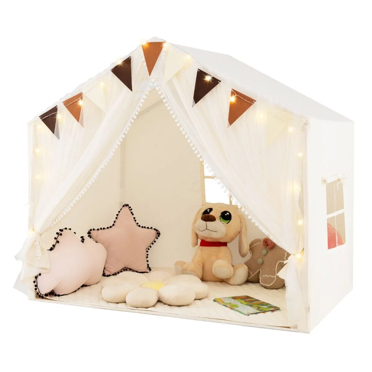 Kids Play Tent | Fabric and Screen Curtains | Indoor & Outdoor | Cream