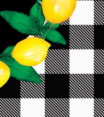 Lemon Wreath on Buffalo Plaid Garden Flag