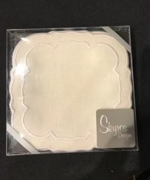 Linho Coaster Square White Set of 4