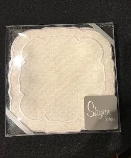 Linho Coaster Square White Set of 4