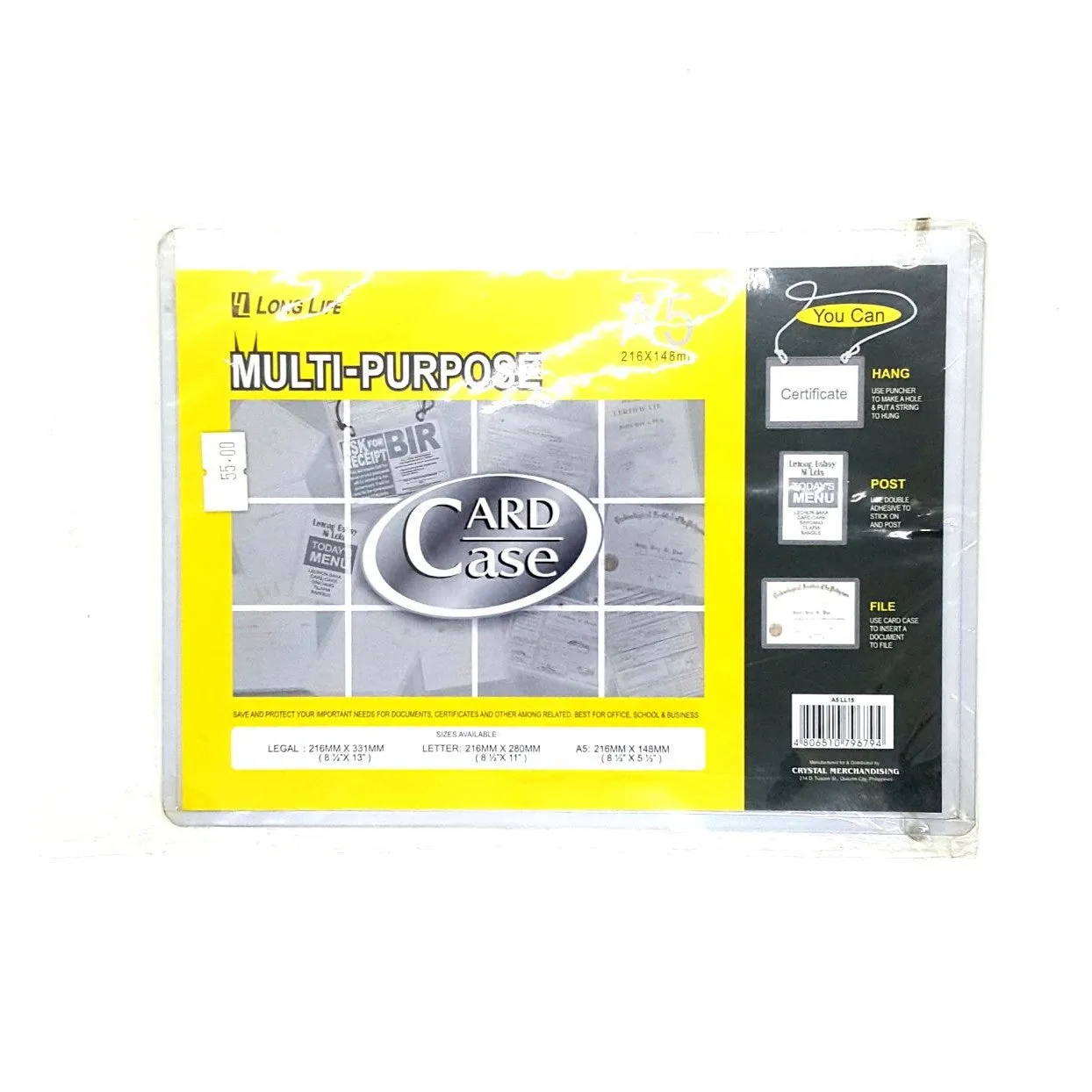 Long Life Multi-Purpose Card Case A5 216x148m