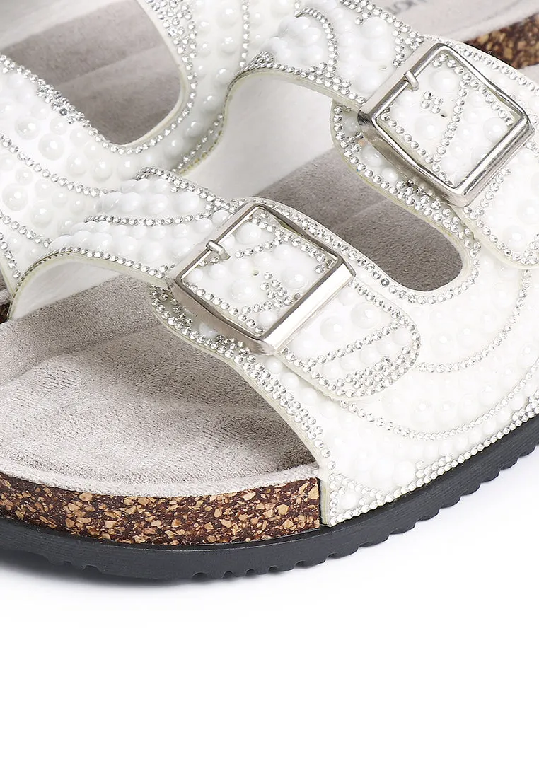 Madison Beaded Two Strap Sandals (Grey)