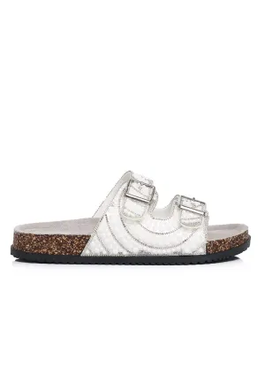 Madison Beaded Two Strap Sandals (Grey)
