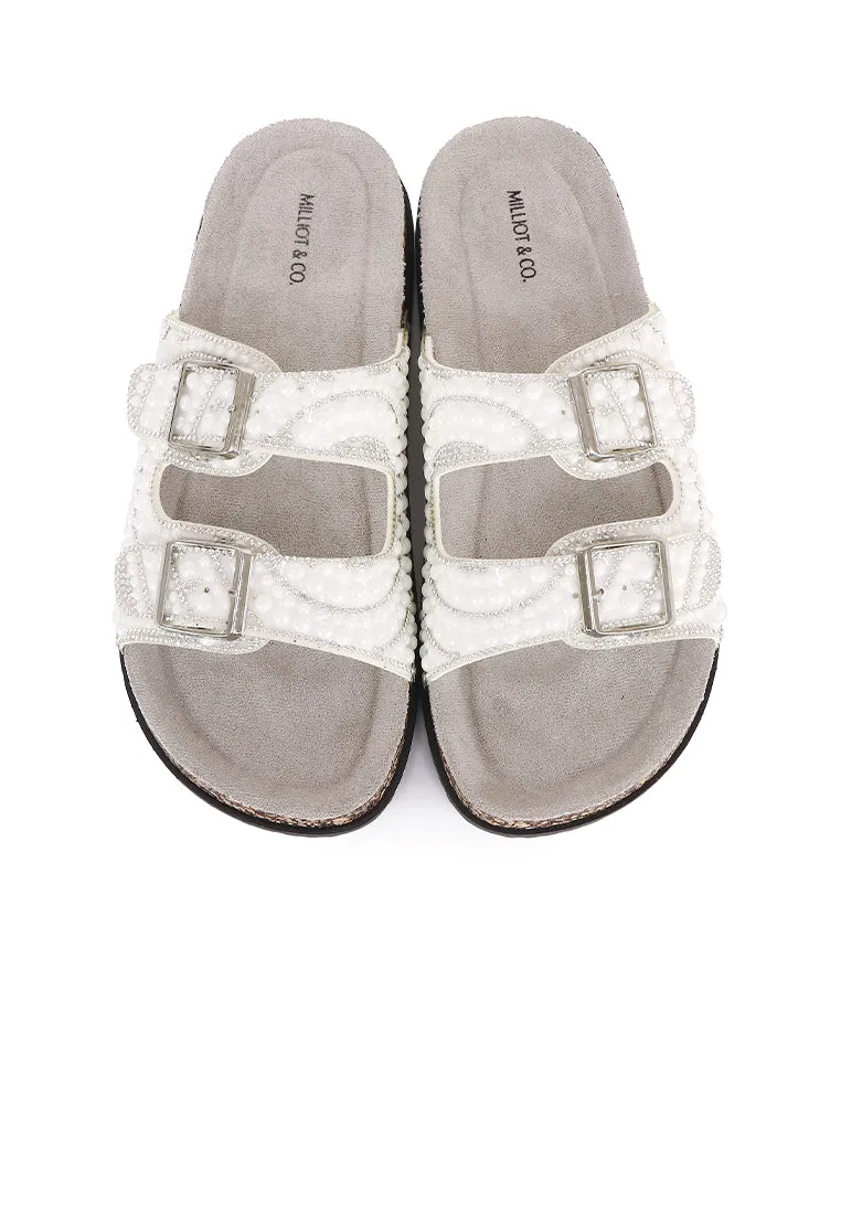 Madison Beaded Two Strap Sandals (Grey)