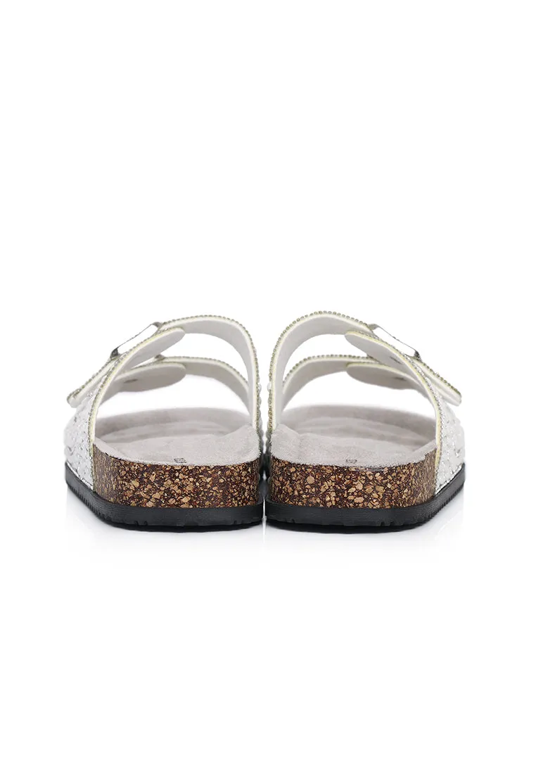 Madison Beaded Two Strap Sandals (Grey)