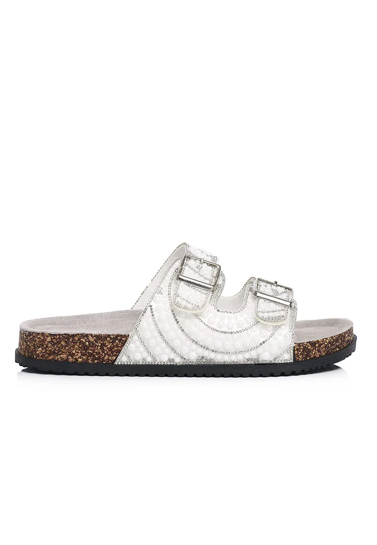 Madison Beaded Two Strap Sandals (Grey)