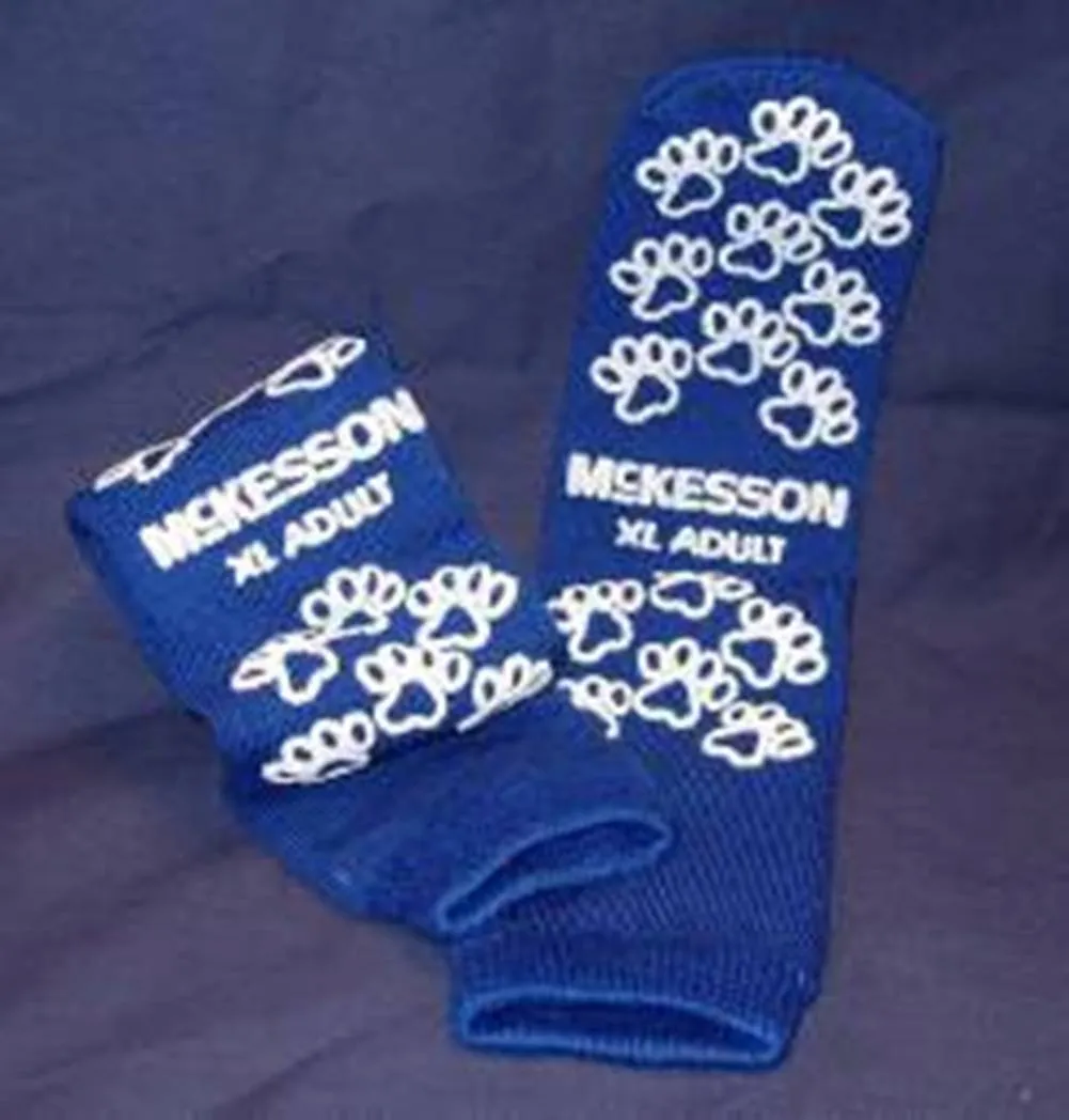 McKesson Performance Terry Slipper Socks XL, Adult Royal Blue Double Imprint, PR/1