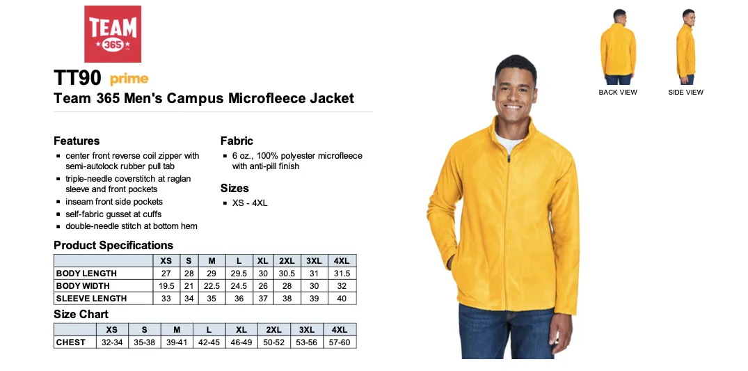 Men's Campus Microfleece Jacket - Sport Ath Gold