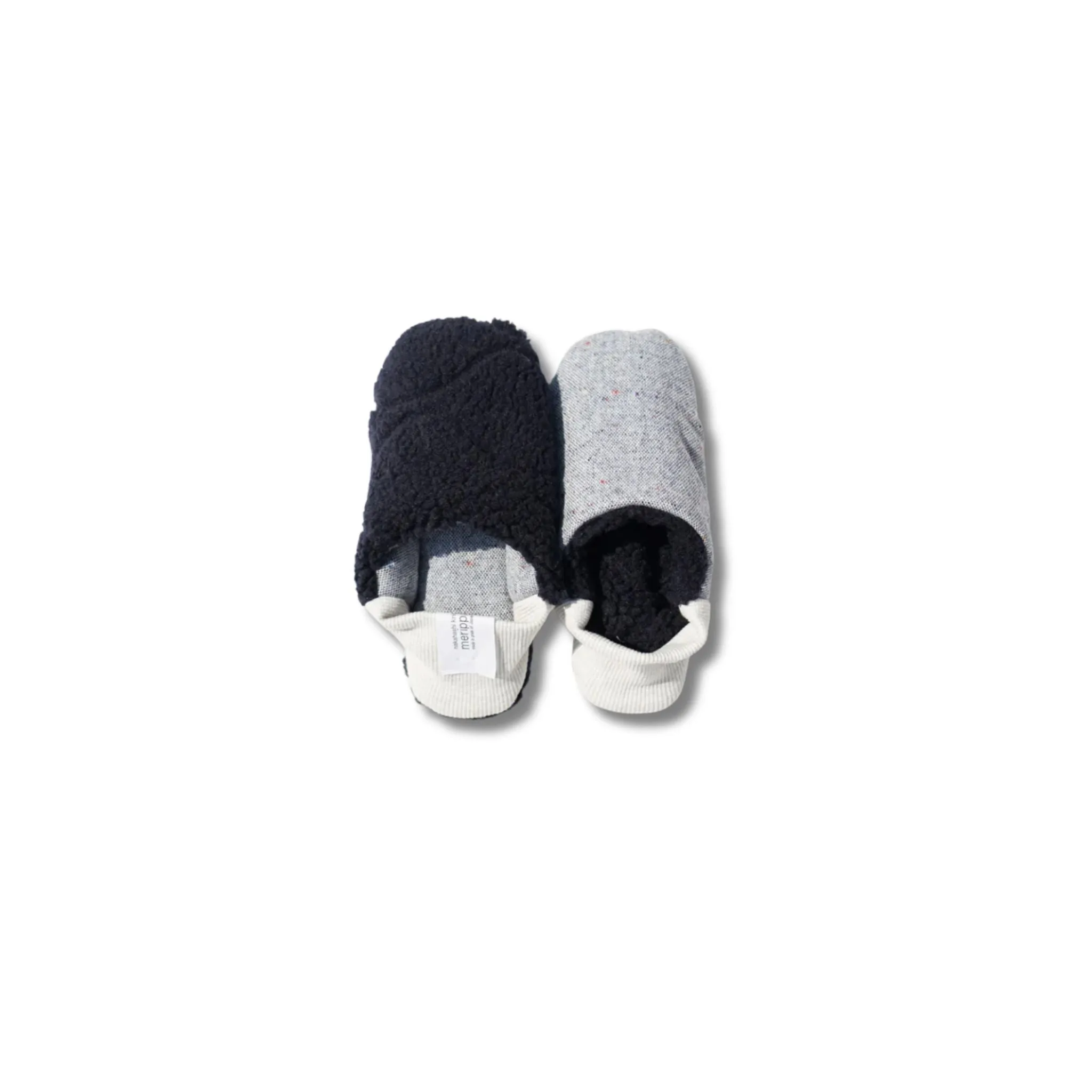 Merippa Slippers FW | Navy & White Quilting Boa x Wool Nep