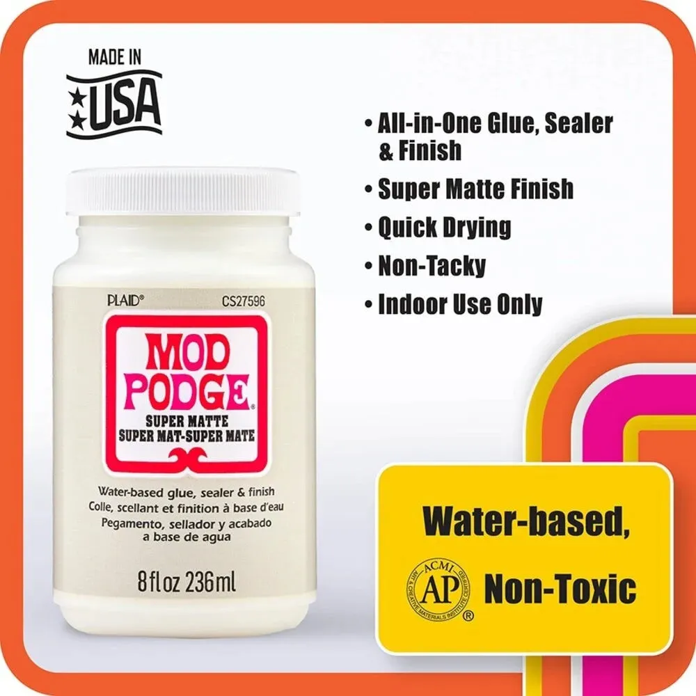 Mod Podge Super Matte Glue Sealer Finish Quick Drying Clear - 8 fl oz