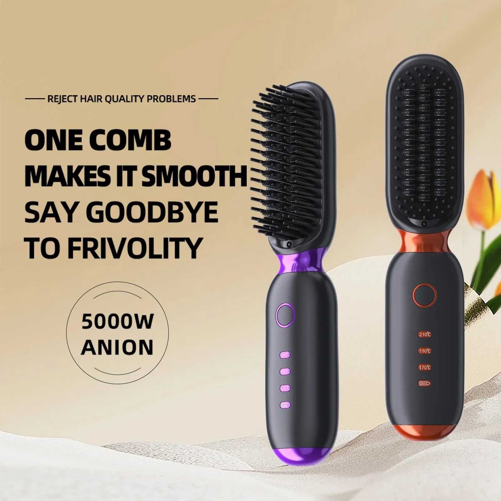 Multi Purpose Smoothing Ceramic Hair Straightener Brush