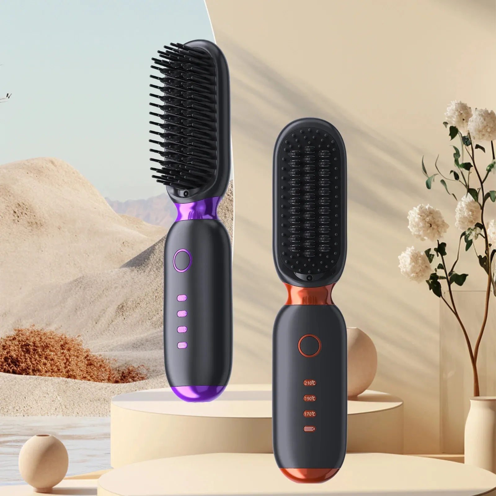 Multi Purpose Smoothing Ceramic Hair Straightener Brush