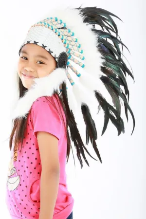 N31- From 5-8 years Kid / Child's: natural color feather Headdress 21 inch. – 53,34 cm.