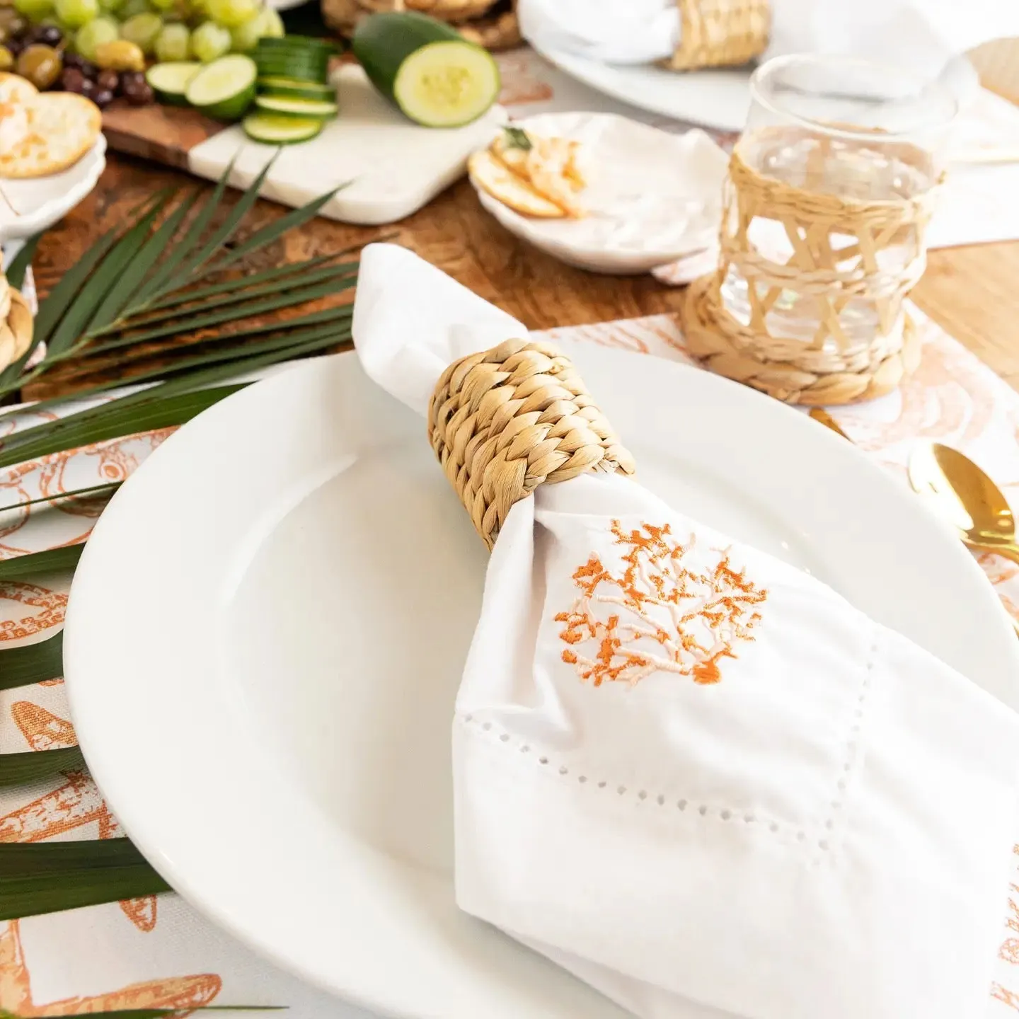 Natural Rattan Napkin Ring Set