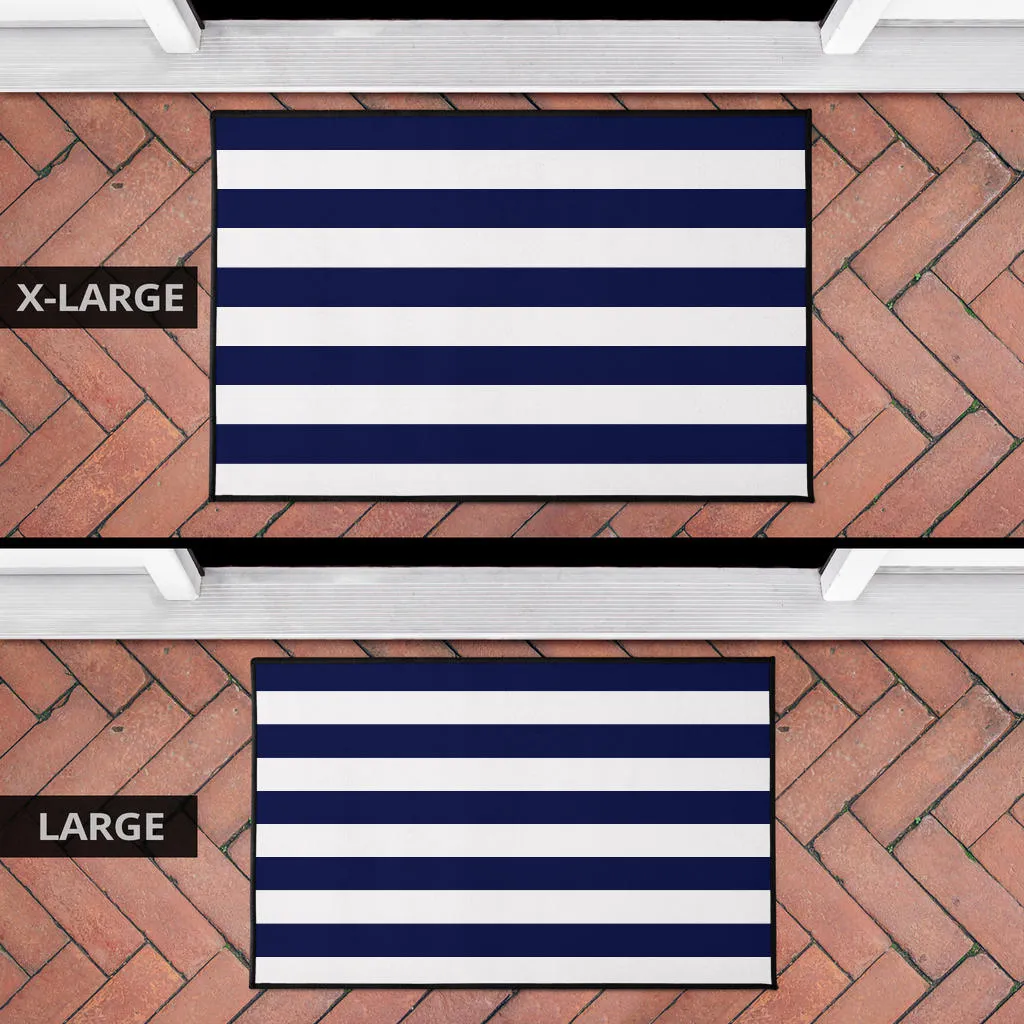 Navy and White Striped Doormat Welcome Mat Lake House DÃ©cor